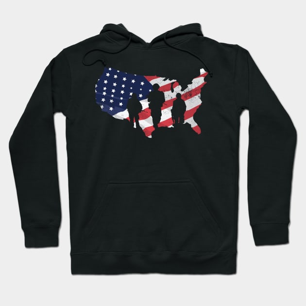 Patriotic Soldier American Flag Design Hoodie by ghsp